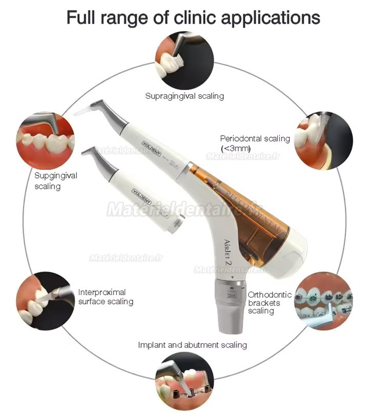 Aéropolisseur jet d’air dentaire VolDent AirJet2S (pièce à main supragingival + sousgingival)